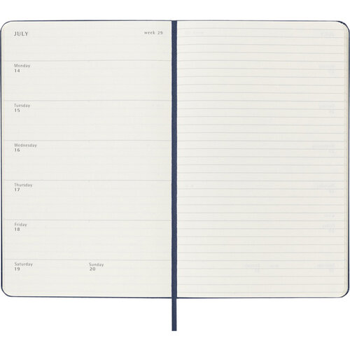 Moleskine Agenda 2025 Msk 12 mois Planner Weekly 7j/1p Large rigide bleu saphir