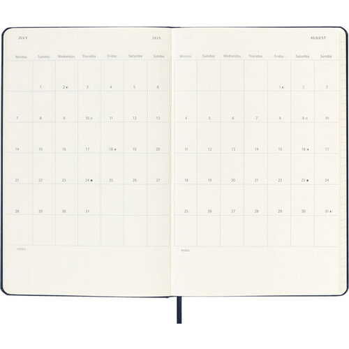 Moleskine Agenda 2025 Msk 12 mois Planner Weekly 7j/1p Large rigide bleu saphir