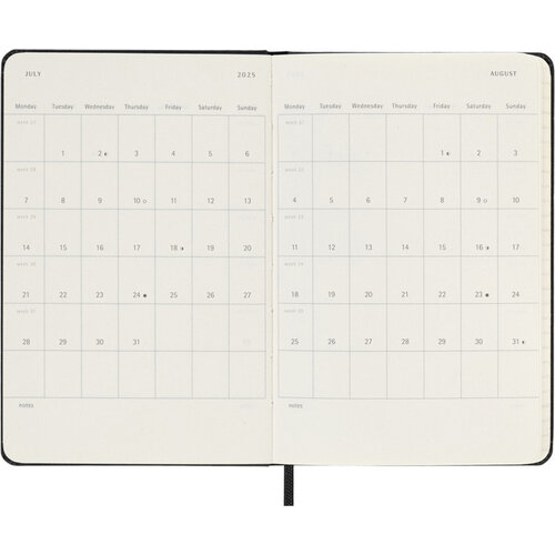 Moleskine Agenda 2025/2026 Moleskine 18 mois Planner Weekly 7j/1p Pocket rigide noir