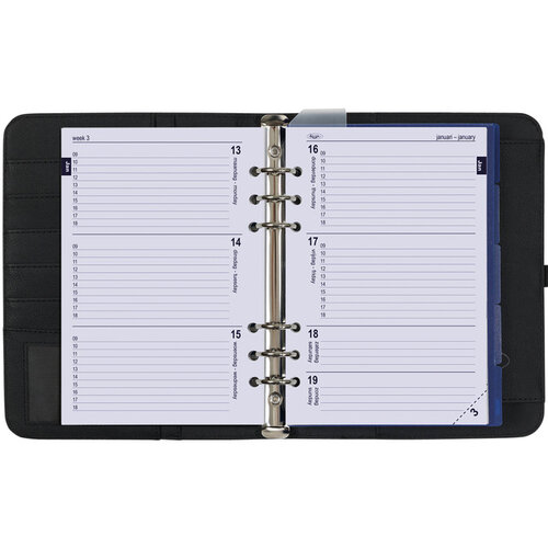 Kalpa Organiseur Kalpa A5 inclusif agenda 2025-2026 7 jours/2 pages nervuré noir