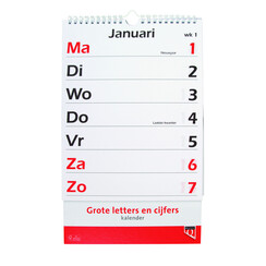 Kalender 2026 met grote letters en cijfers Quantore