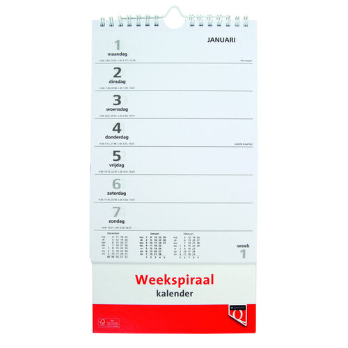 Quantore Calendrier hebdomadaire spirale 2026 Quantore