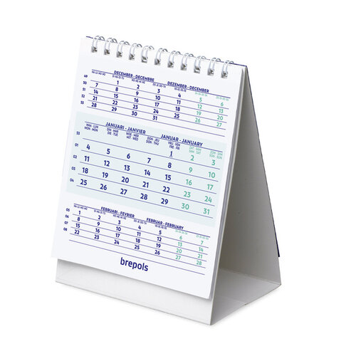 Brepols Calendrier de table 3 mois 2026 Brepols 10,5x13cm