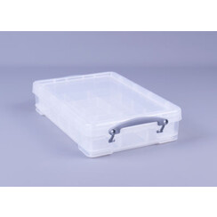 Boîte de rangement Really Useful 4L avec casier séparateur 395x255x88mm transparent blanc