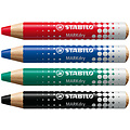 Stabilo Crayon tableau blanc STABILO MARKdry 648/4 + taille-crayon et microfibre assorti étui 4 pièces