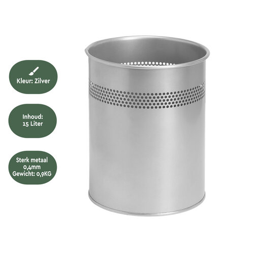 Corbeille à papier BRASQ 15L argent