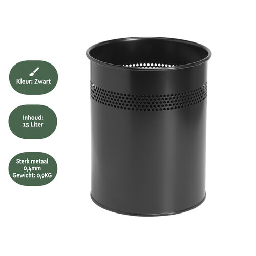 Corbeille à papier BRASQ 15L noir