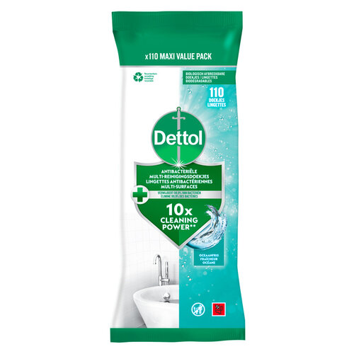 DETTOL Lingettes multi-surfaces Dettol antibactérien Océan 110 pièces
