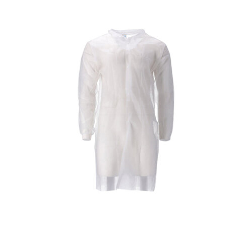 CMT Blouse visiteur CMT PP non-tissé longue bouton pression 104cm M blanc 100 pièces