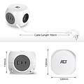 ACT Cube multiprise ACT 3 prises inclus 2x USB C/A 1,5m blanc/gris FR/BE