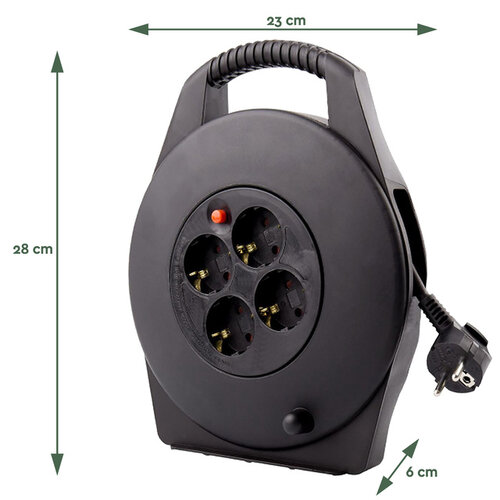 Enrouleur de câble BRASQ 4 prises 15m noir