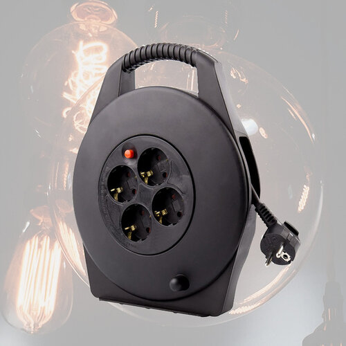 Enrouleur de câble BRASQ 4 prises 15m noir