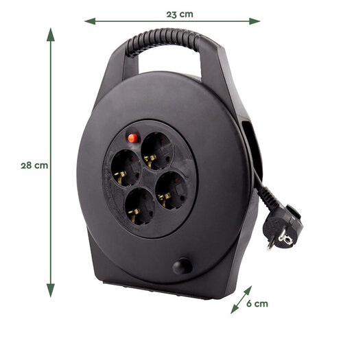 Enrouleur de câble BRASQ 4 prises 10m noir
