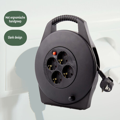 Enrouleur de câble BRASQ 4 prises 10m noir