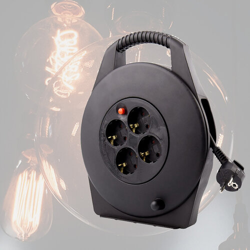 Enrouleur de câble BRASQ 4 prises 10m noir