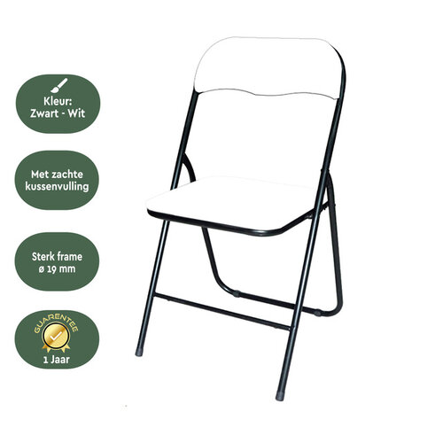 Klapstoel BRASQ FC100 Wit-zwart