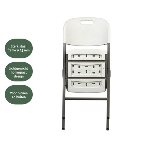 Klapstoel BRASQ FC200 wit-rvs