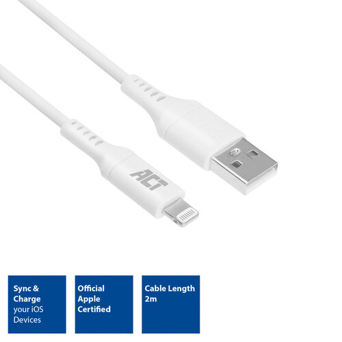 ACT Câble de chargement/données ACT USB 2.0 vers lightning 2m