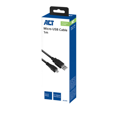 ACT Kabel ACT USB 2.0 naar MicroB laad -en data 1 meter