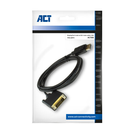 ACT Kabel ACT DisplayPort naar DVI 1.8 meter zwart