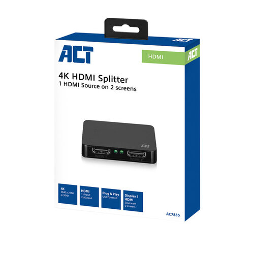 ACT Splitter ACT 4K HDMI 1.4 2 poorts