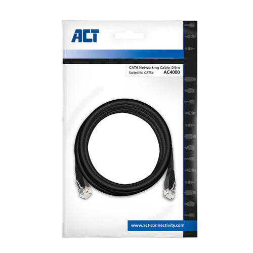 ACT Câble ACT CAT6 Réseau cuivre 0,9m noir