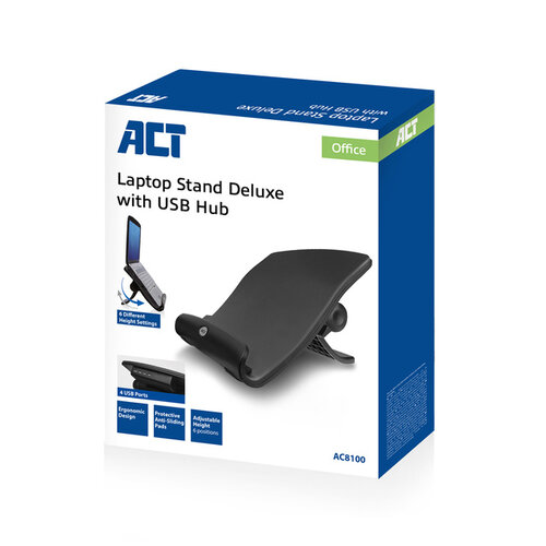 ACT Laptopstandaard ACT 6 standen 4-p hub