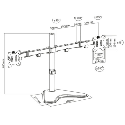 ACT Monitorarm ACT op voet 2 schermen