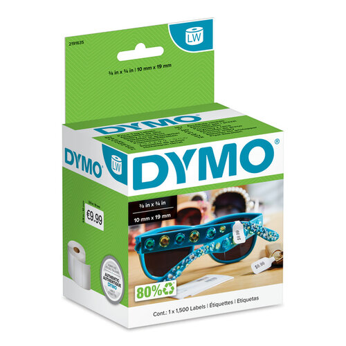 Dymo Etiket Dymo LabelWriter prijslabel 10x19mm 1 rol á 1500 etiketten wit