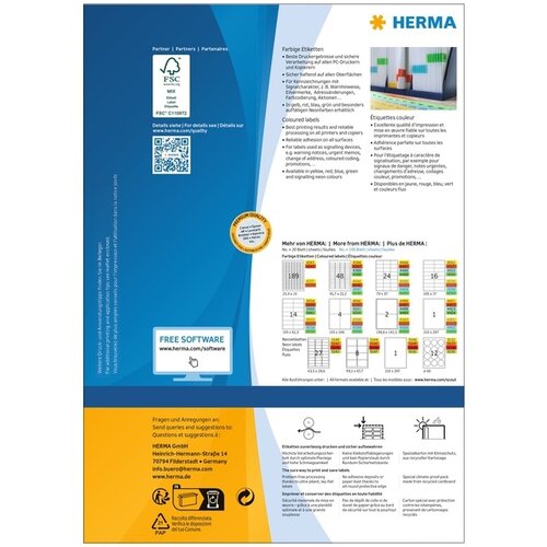 HERMA Etiquette HERMA 4567 199,5x143,5mm rouge 200 étiquettes