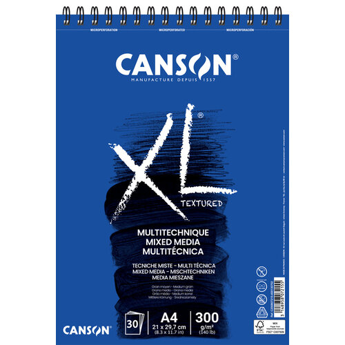 Canson Aquarelblok Canson  XL Mix Media  A4 300gr spiraal 30 vel
