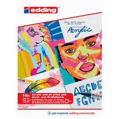 Olie- en Acrylblok edding 30010 A3 10 vel 300 gram wit