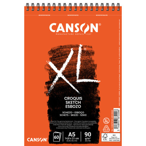 Canson Schetsblok Canson XL A5 60 vel 90gr spiraal
