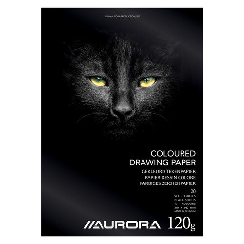Aurora Tekenblok Aurora A4 20 vel 120 gram gekleurd tekenpapier