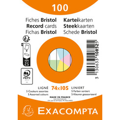 Flashcard Exacompta 74x105mm lijn 5 kleuren 100 vel
