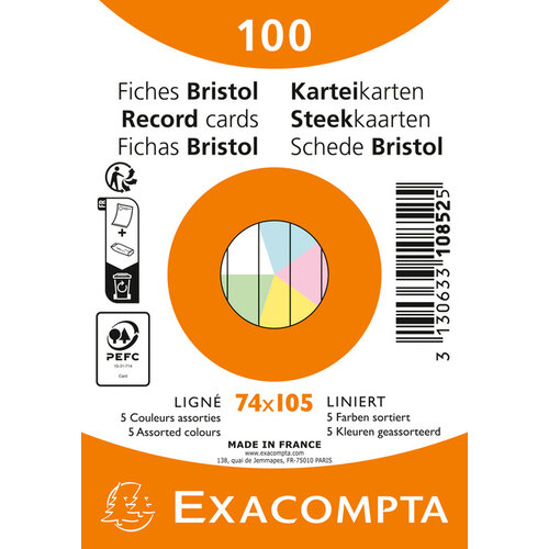 Exacompta Flashcard Exacompta 74x105mm lijn 5 kleuren 100 vel