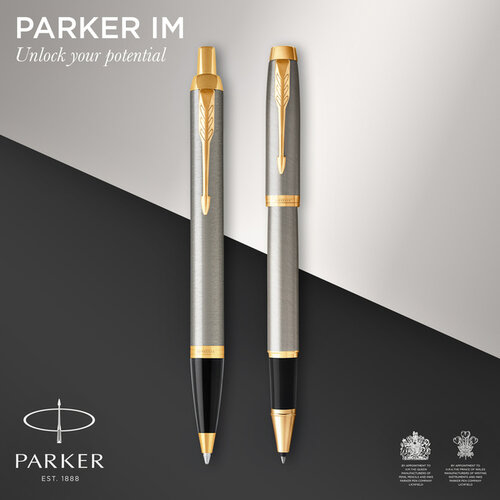 Parker Stylo bille et roller Parker IM Brushed Metal GT Medium 2 pièces
