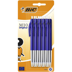 Balpen Bic M10 medium blauw blister Ã  10 stuks