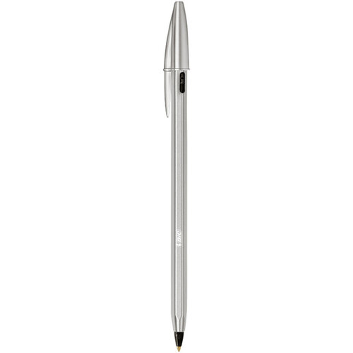 Bic Balpen Bic Cristal Re-new medium zwart blister à 1 balpen + 2 vullingen