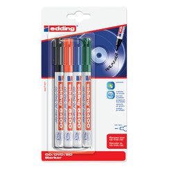 Cd marker edding 8400 rond 0.5-1.0mm assorti blister Ã  4 stuks