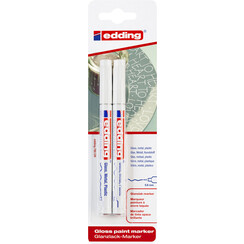 Feutre edding 780 laqué ogive 0,8mm blister 2 pièces blanc