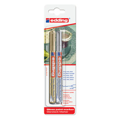 Feutre Laque edding 780 ogive 0,8mm or/argent blister 2pcs