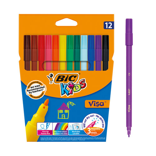 Bickids Kleurstiften BicKids Visa fijn assorti etui à 12 stuks