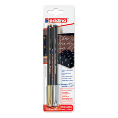 Fineliner edding 1200 053-054 fijn zilver en goud blister Ã  2 stuks