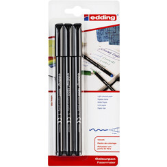 Fineliner edding 1200 001 fijn zwart blister Ã  3 stuks