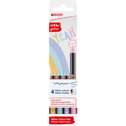 edding Fineliner edding 1200 fijn glitter pastel assorti set à 4 stuks