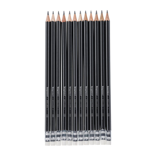Bruynzeel Crayon graphite graphite Bruynzeel Teens HB avec embout gomme set 12 duretés gris