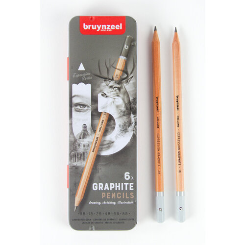 Bruynzeel Grafietpotlood Bruynzeel Expression set à 6 breedtes grijs