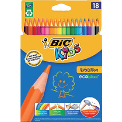 Kleurpotloden BicKids Evolution ecolutions ass blister Ã  18st