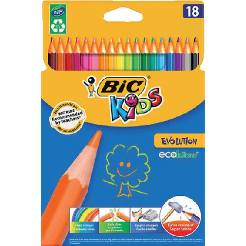 Bickids Crayons Couleur BIC Kids Evolution 18 couleurs assorti